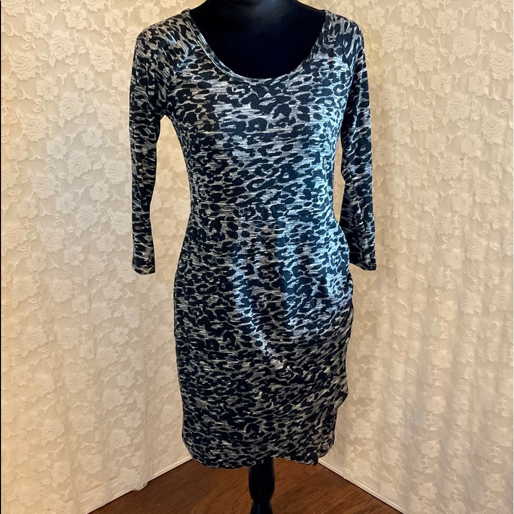 Black and grey cheetah bodycon dress